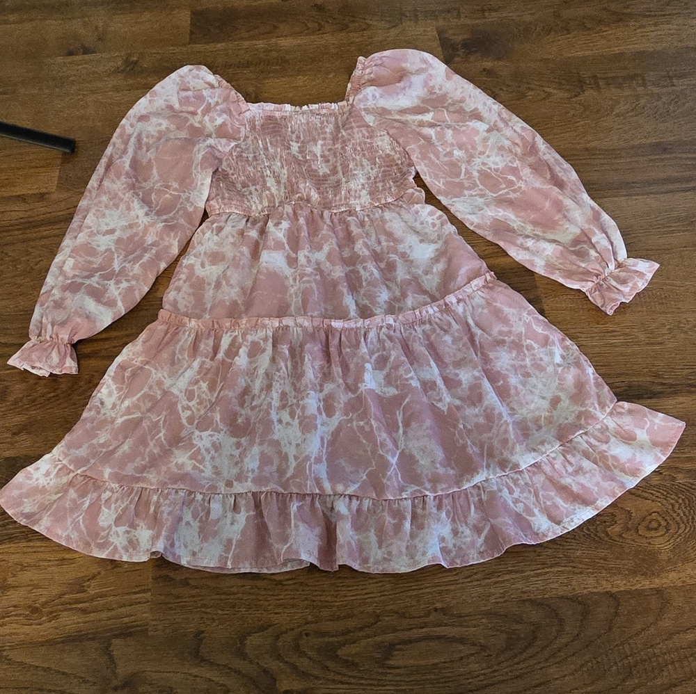 Hayden Tie Dye Long-Sleeve Dress Ruffle Dress